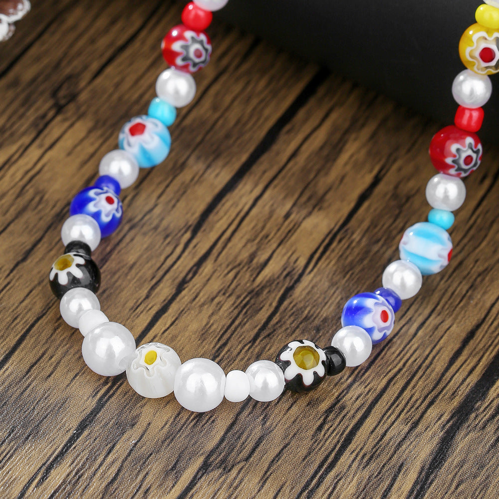 Minimalist Hip-hop Geometric Round Resin Bead Stainless Steel Necklace Unisex Cable Chain