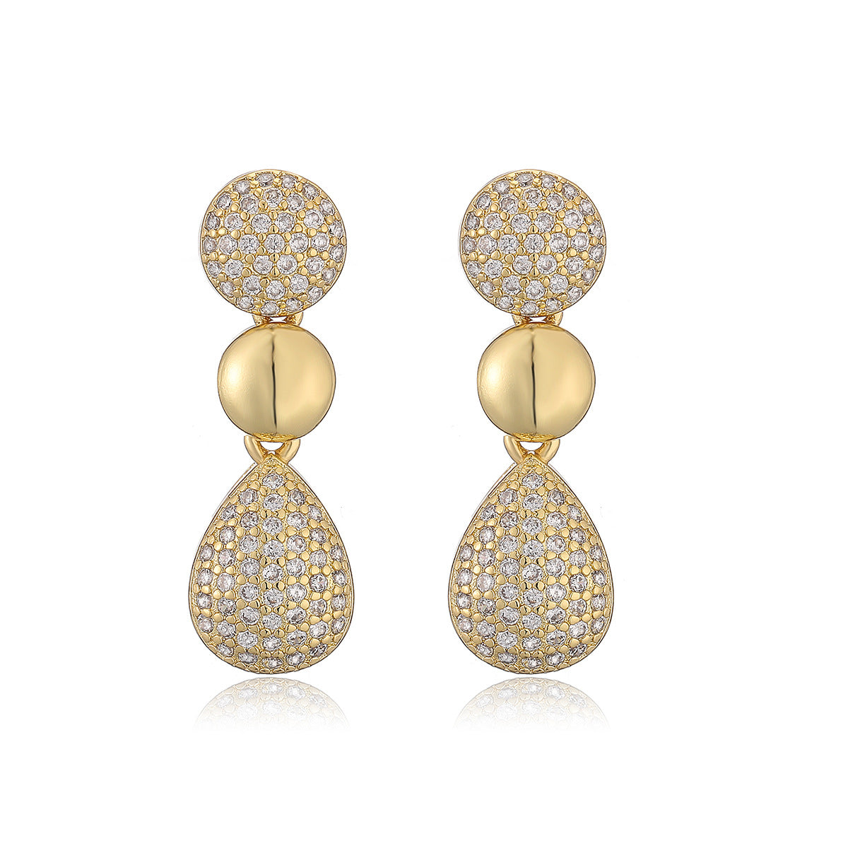 Orecchini pendenti da donna minimalisti geometrici irregolari in rame placcato oro 18 carati e zircone