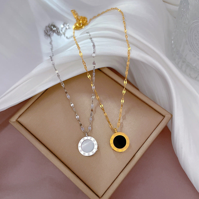Cartoon Style Geometric Pendant Necklace in Titanium Steel with Gold Plating for Women