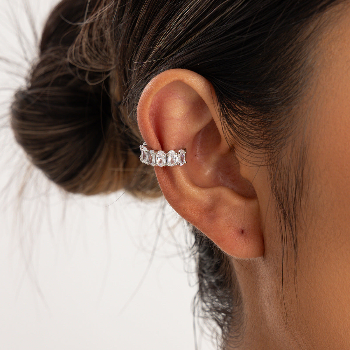 Minimalist Teardrop Geometric Cubic Zirconia Stainless Steel PVD Clip-on Earrings for Women