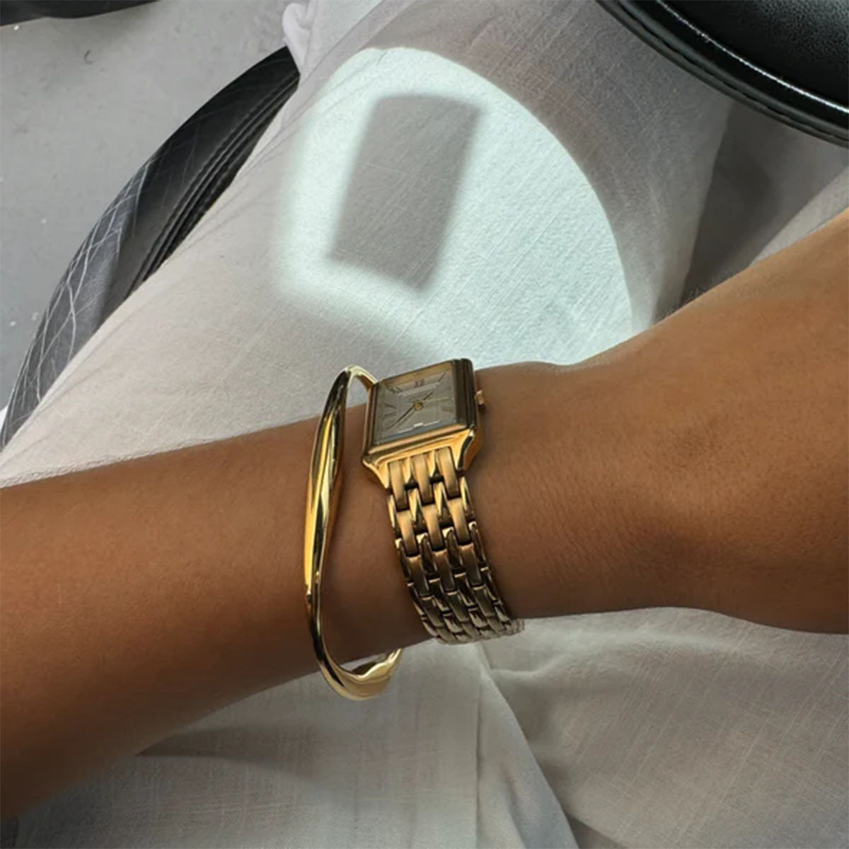 Bracciale geometrico irregolare minimalista in acciaio inossidabile con placcatura per donna