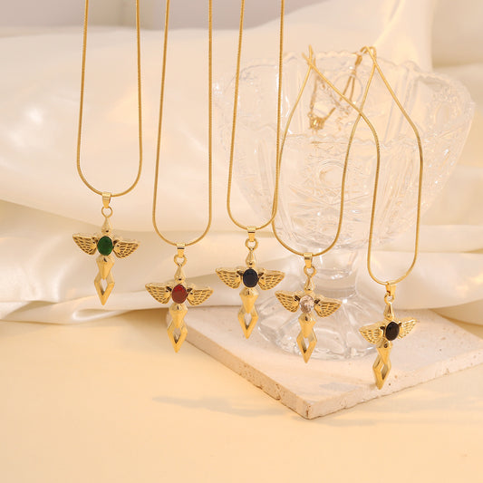 Collana con ciondolo a croce personalizzata in acciaio inossidabile da donna con stile minimalista moderno
