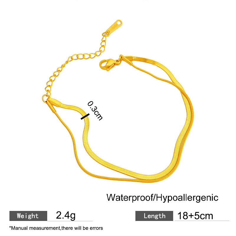 Sporty Sweet Titanium Steel Plated Snake Chain Bracelet