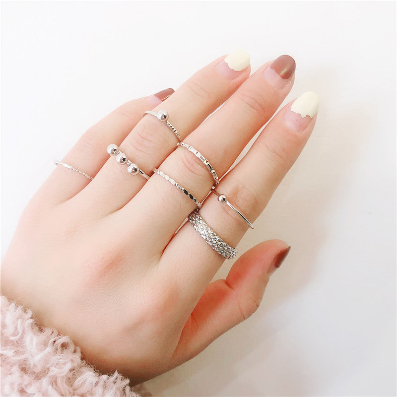 Set di anelli da donna bohémien vintage in lega, a doppio strato, con motivo geometrico a rombi e croci, placcati