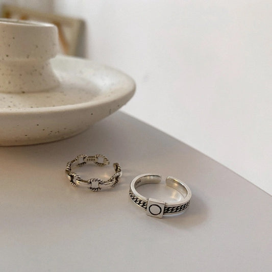 Minimalist Geometric Round Plated Alloy Ring Set for Women