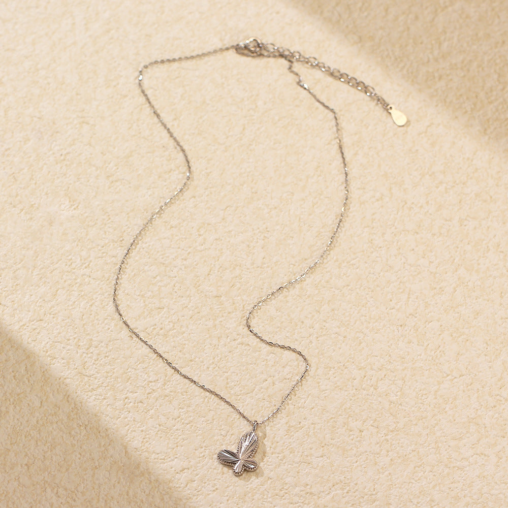 Dolce Collana con Ciondolo a Farfalla Placcato Argento Sterling 925, Stile Minimalista, per Donna
