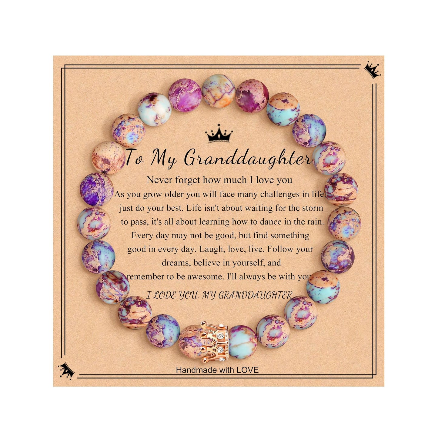 Elegant Crown Brass Bracelet with Natural Agate and Rhodochrosite Beads for Women