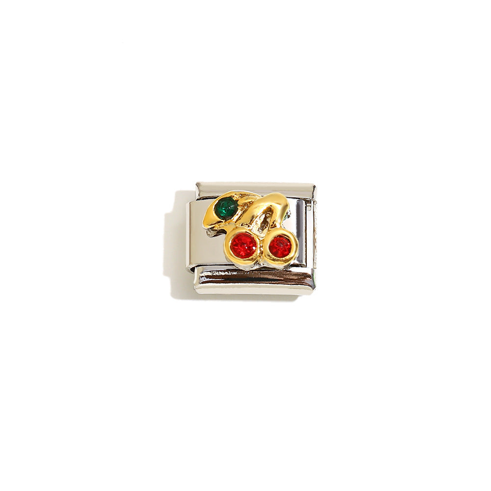 Elegant 18K Gold Plated Drip Oil Square Stainless Steel Charm Bar for Women