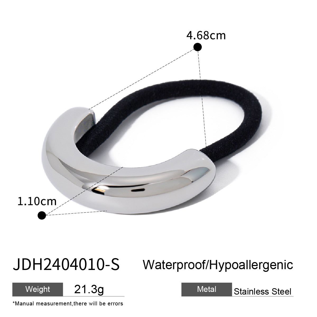 Ins Style 18K Gold Plated Stainless Steel Geometric U-Shape Black Elastic Hair Rope