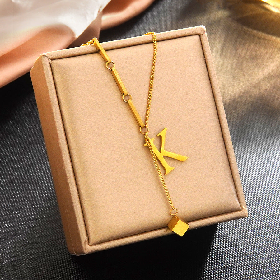 Minimalist Elegant 18K Gold Plated Stainless Steel Letter Bracelet