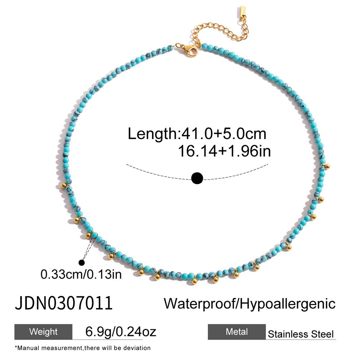 Collar con colgante de ojo turco azul geométrico de acero de titanio con acabado chapado para mujer