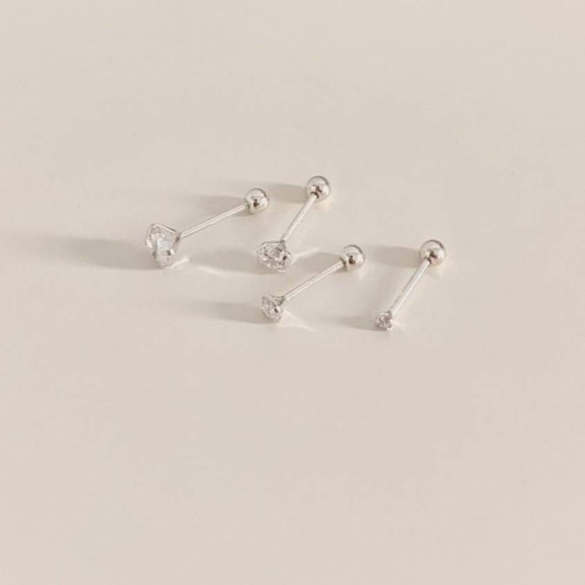 Minimalist Water-Drop-Shaped 925 Sterling Silver Stud Earrings with Zircon Inlay for Women