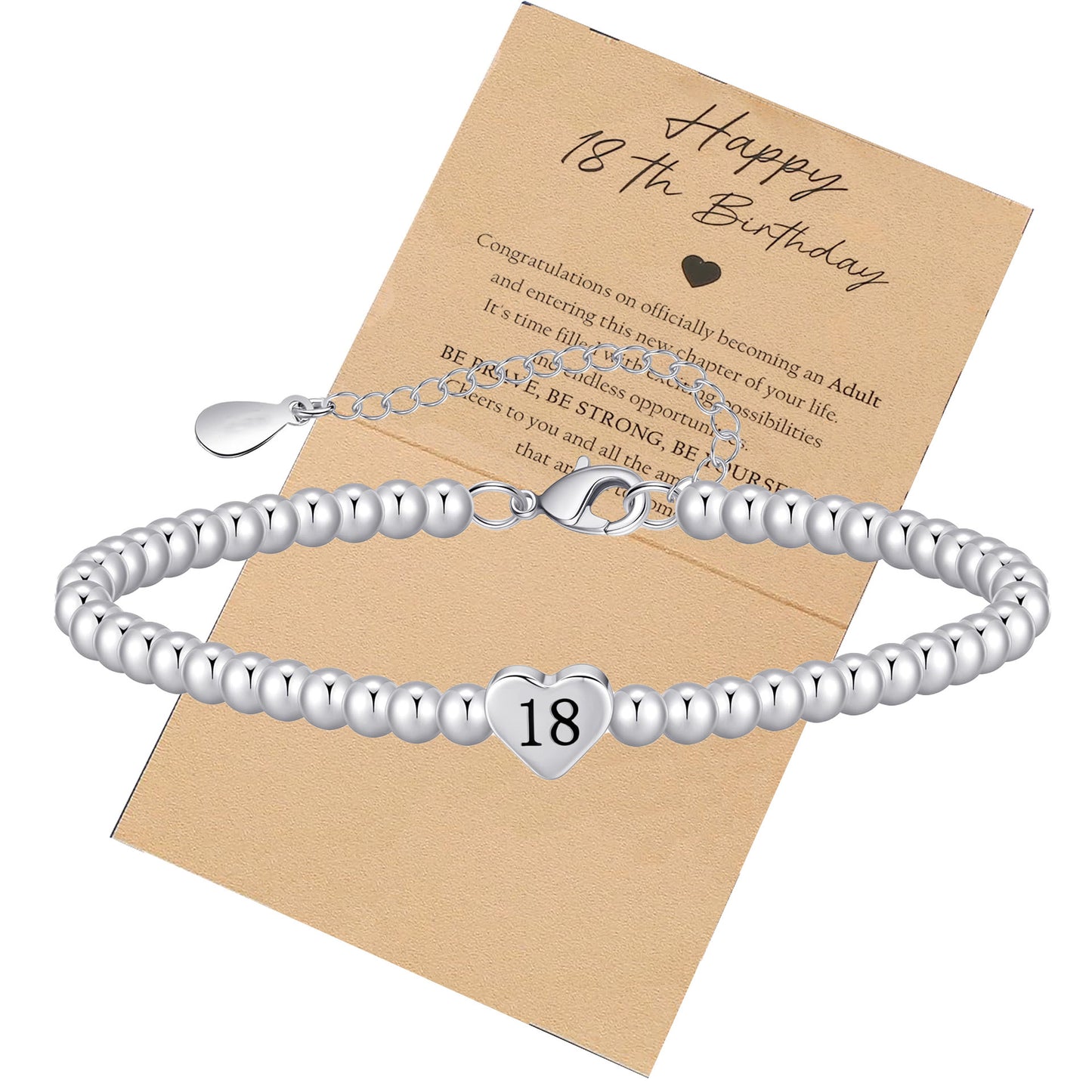 Minimalist Heart Shaped Polished Brass Ball Chain Bracelet for Women