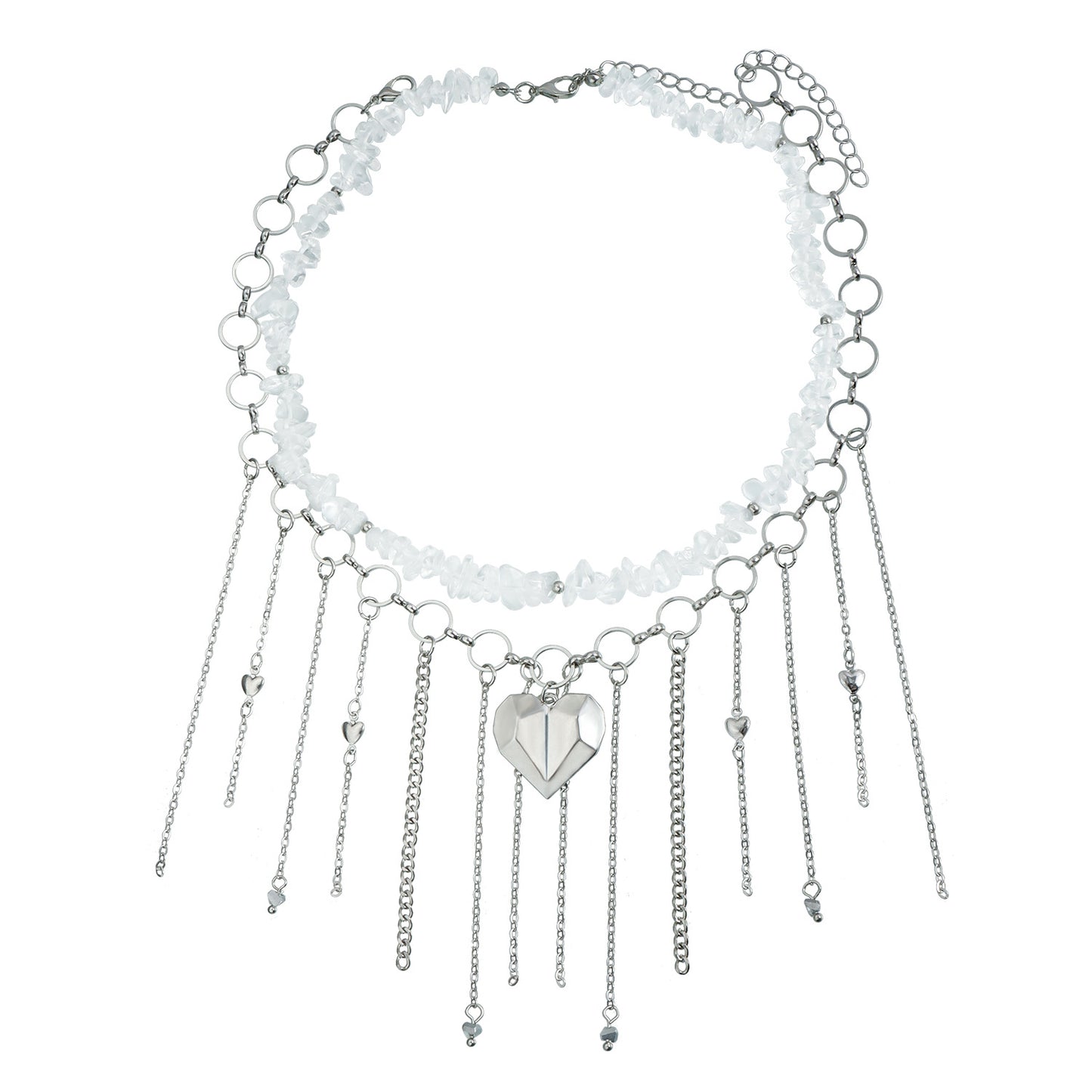 Sweet and Edgy Heart-Shaped Geometric Pendant Necklace in Alloy with Plated Finish for Women