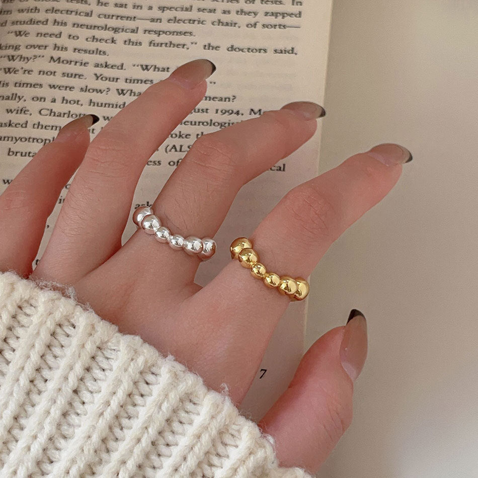 Minimalist Heart-Shaped 925 Sterling Silver Ring with Beveled Square Grain Detail for Women