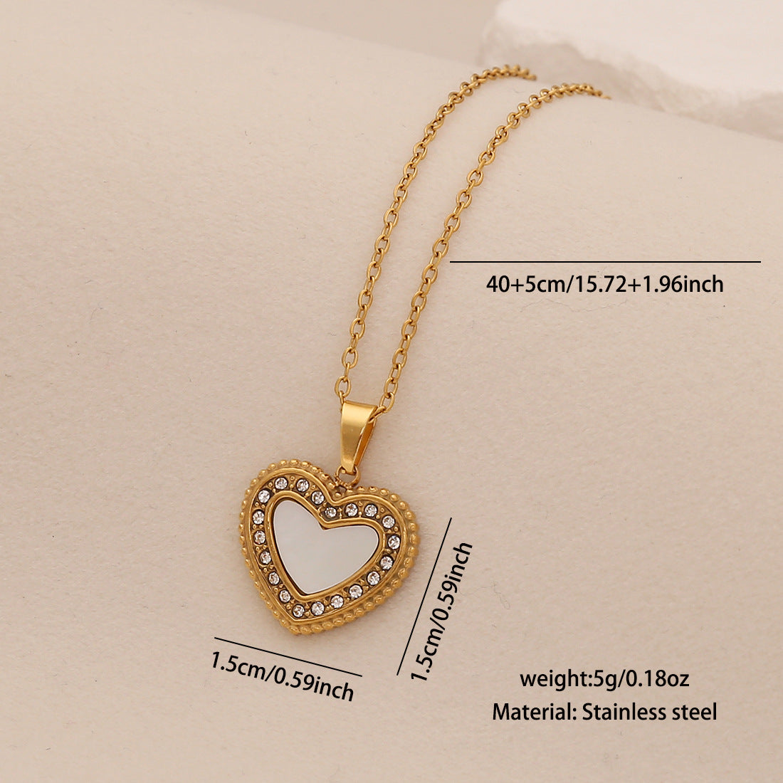 Fashionable Geometric Heart and Star Pendant Necklace in Stainless Steel with Full Rhinestone Accents