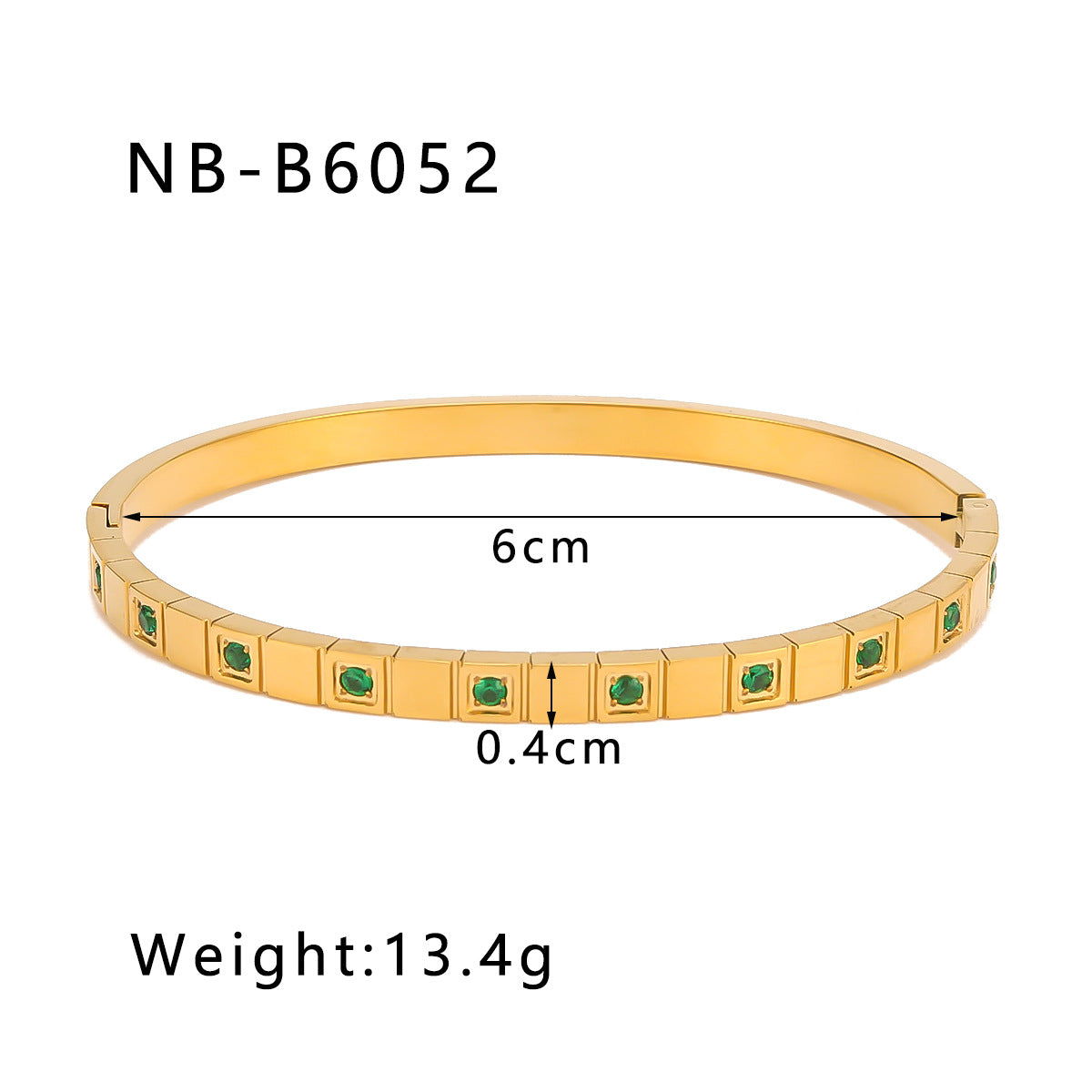 Minimalist Geometric Square Grid Pattern Rhinestone-Embellished Titanium Steel Bracelet with 18K Gold Plating
