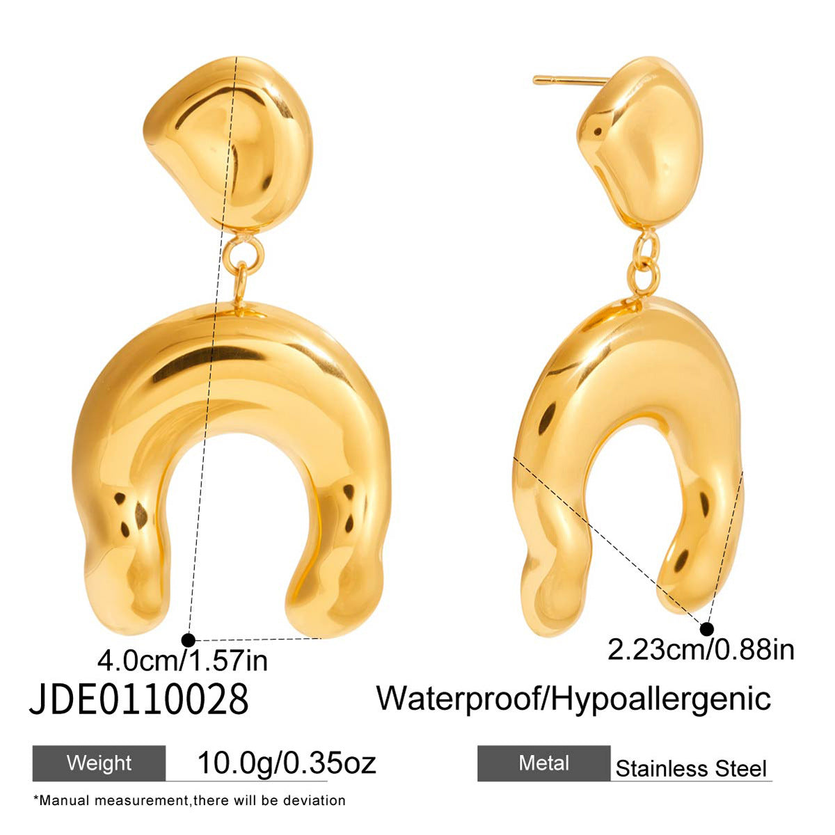 Pendientes de acero inoxidable geométricos para mujer con acabado chapado, pendientes de moda de estilo lujoso