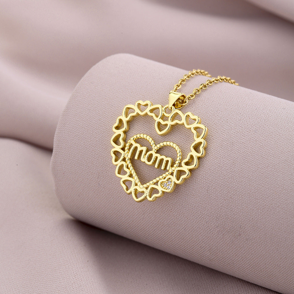 Collar con Colgante Minimalista de Cobre en Forma de Corazón con Incrustación de Circonita Cúbica para Mujer, Joyería Elegante Personalizada con Nombre o Letra