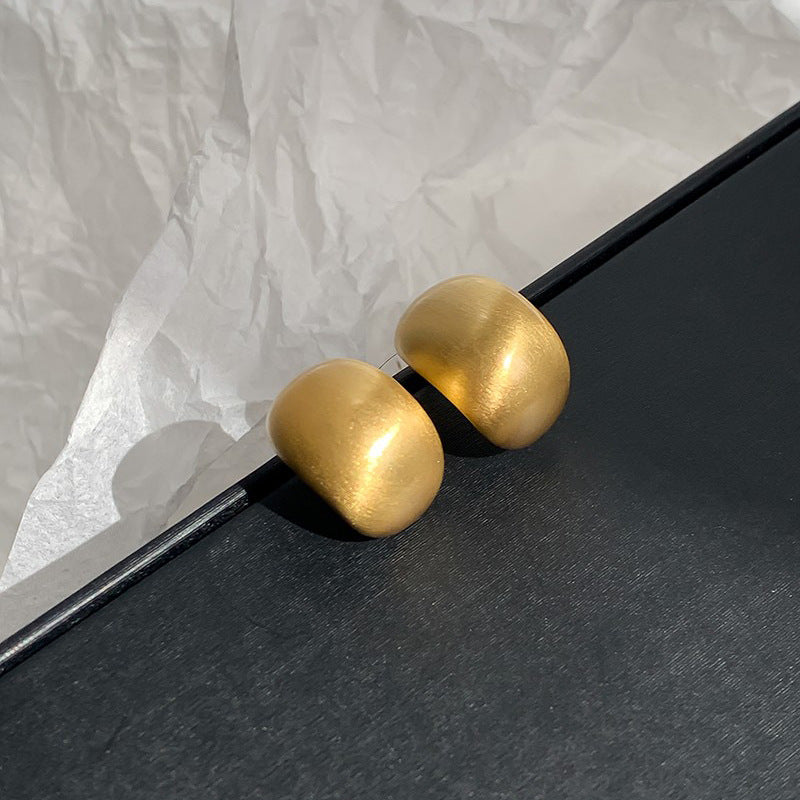 Pendientes de botón geométricos texturizados minimalistas para mujer en cobre chapado con postes de plata 925, lujo, moda, uso diario