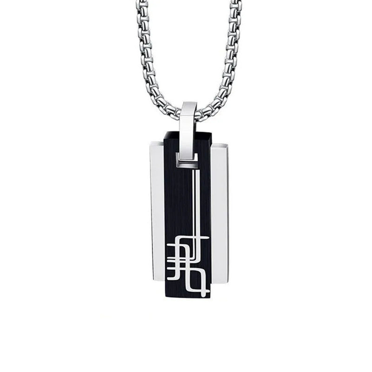 Minimalist Geometric Stainless Steel Necklace for Men with Polished Titanium Steel Pendant