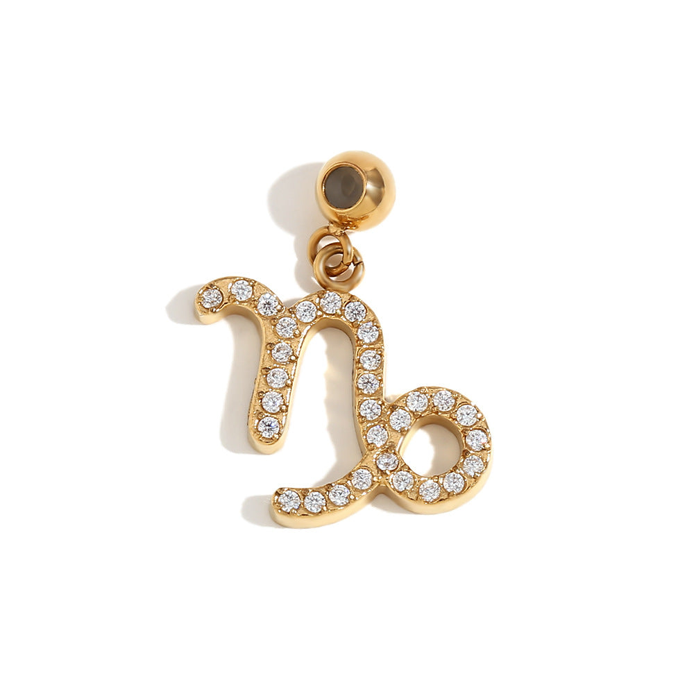 Collana da Donna Minimalista con Pendente Zodiacale in Acciaio Inossidabile con Placcatura in Oro 18 carati, Stile Acciaio al Titanio