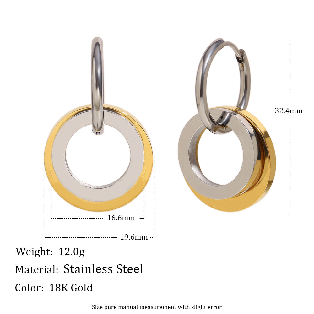 Pendientes de aro con diseño geométrico minimalista de lujo ligero en acero inoxidable chapado en oro de 18 quilates con estrella de cinco puntas para mujer