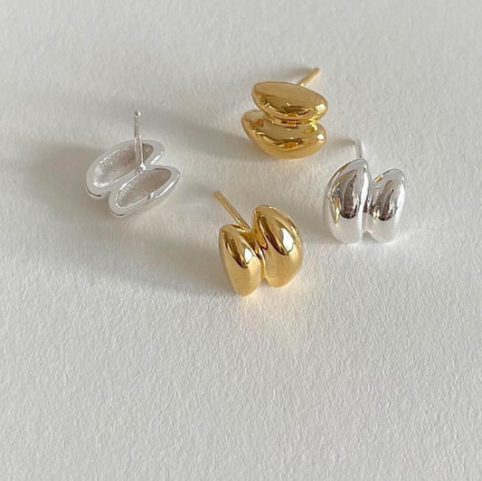 Minimalist Geometric Drop Earrings for Women in 925 Sterling Silver with Pearl Inlay and Shell Accents