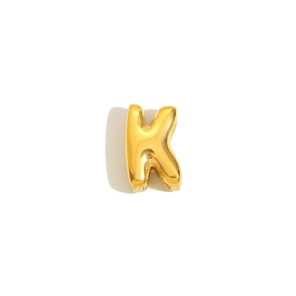 Collana Minimalista con Ciondolo a Lettera da Donna in Acciaio Inox con Placcatura in Oro 18K Design Cavo