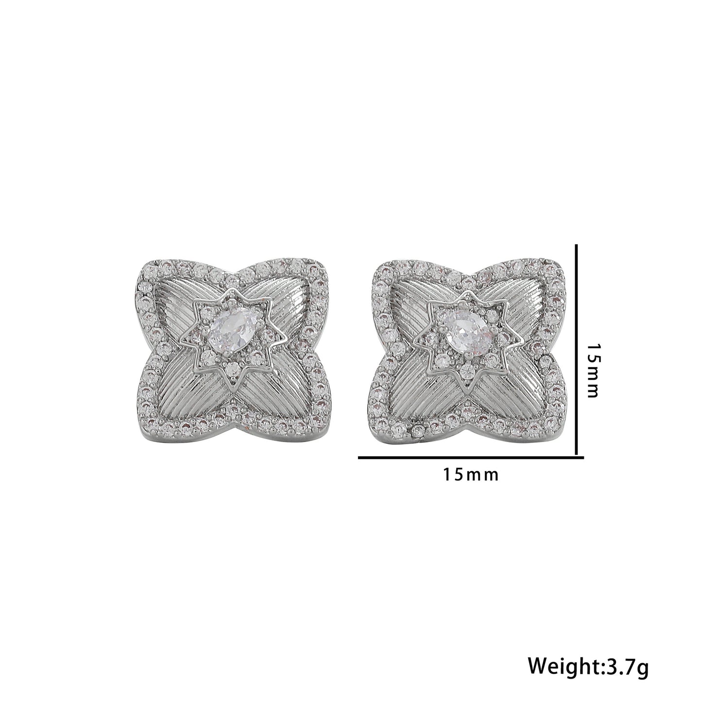 Minimalist Geometric Four-Sided Clover Pendant Necklace for Women in Titanium Steel with Rhinestone Inlay and Plated Finish