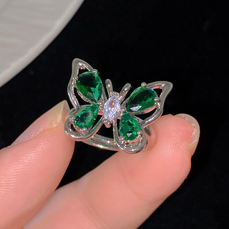 Minimalist Sweet Colorful Crown Flower Bow Teardrop Brass Ring with Cubic Zirconia Inlay for Women