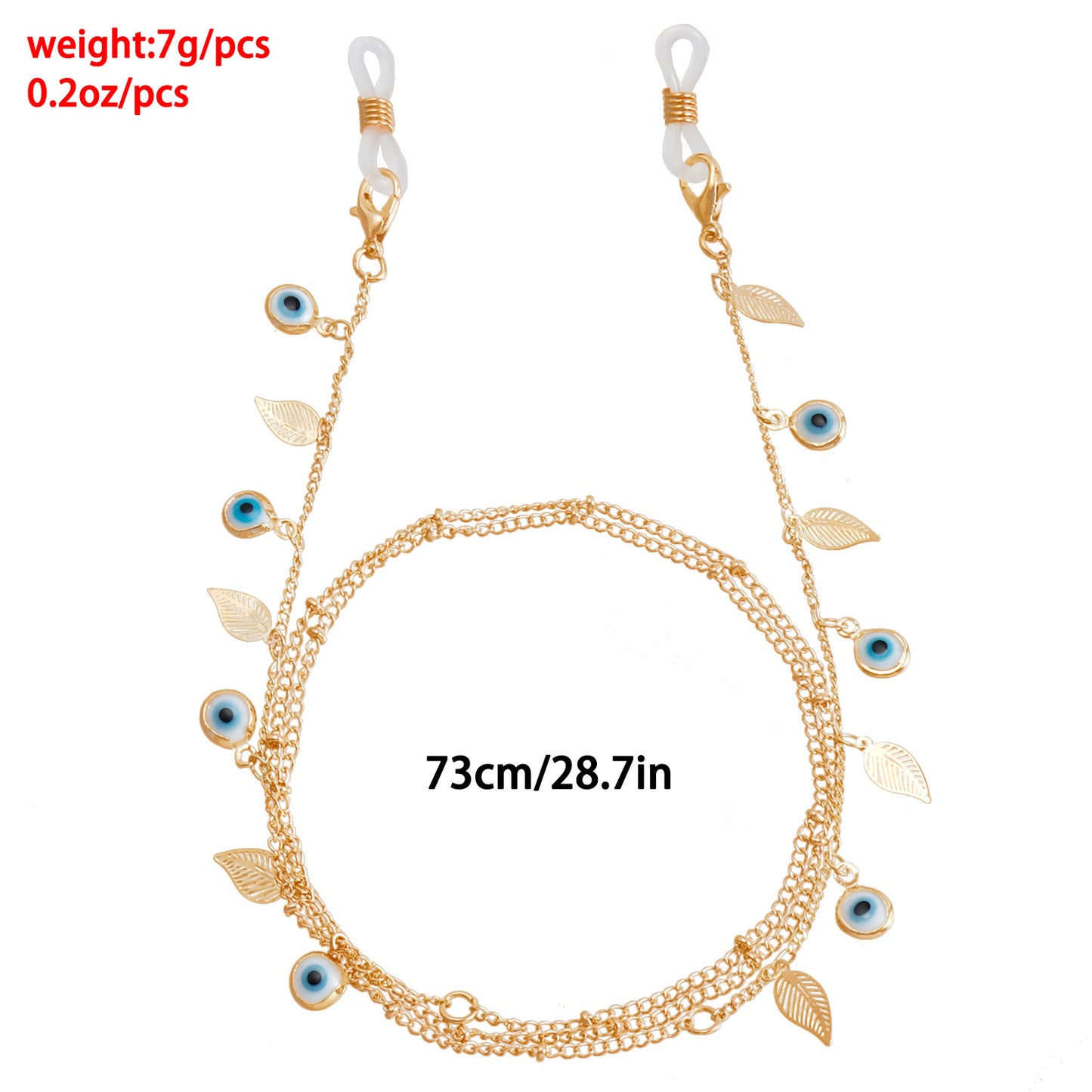 Minimalist Leaf Evil Eye Metal Face Chain for Women