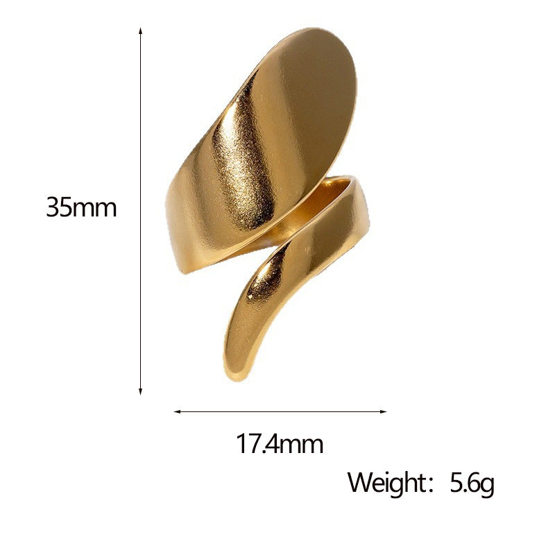 Anello aperto regolabile da donna a spirale geometrica minimalista in acciaio inossidabile con finitura placcata