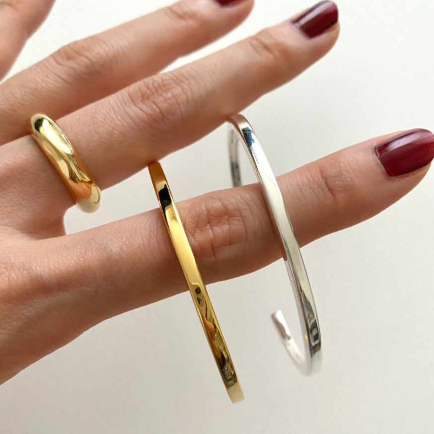 Minimalist Square Wire Bracelet in S925 Sterling Silver with Plated Finish for Women