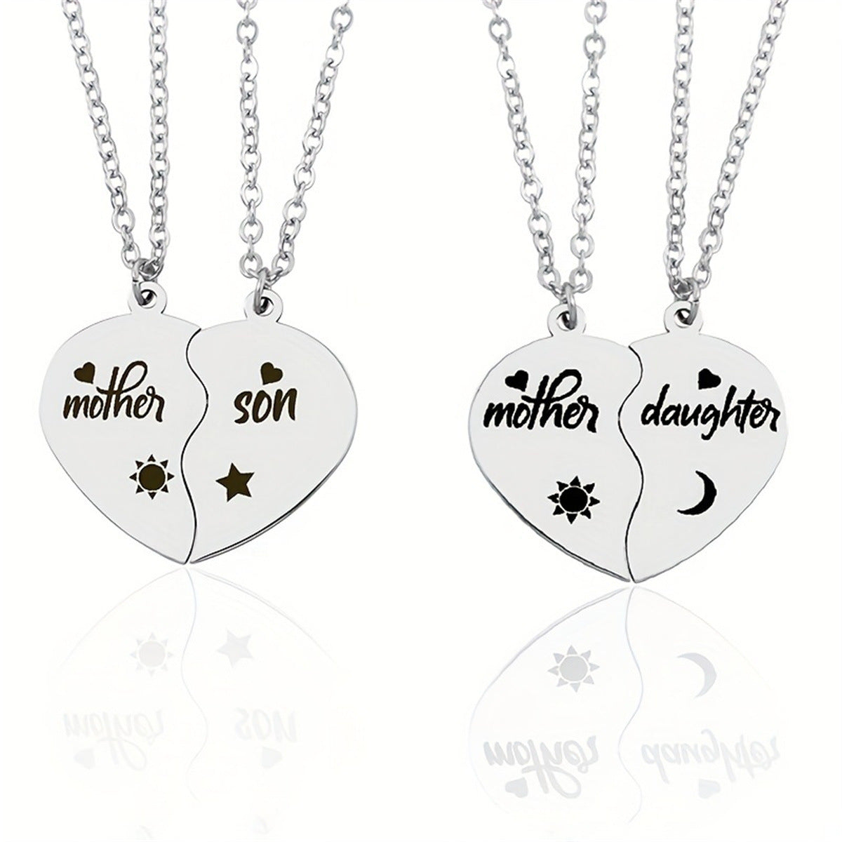 Collana Minimalista a Cuore in Acciaio Inossidabile con Ciondolo in Acciaio al Titanio e Finitura Placcata per Madri e Figli