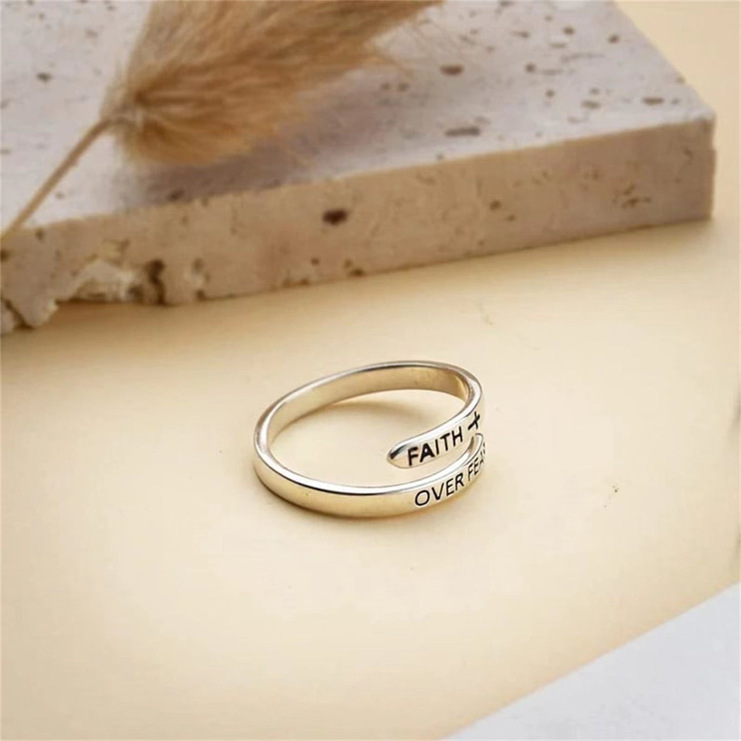 Minimalist Vintage Luxury Alloy Plated Cross Letter Open Ring Unisex Adjustable