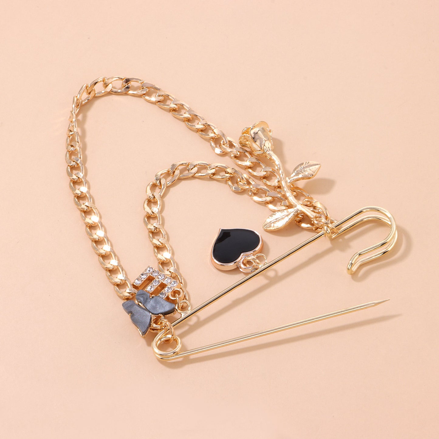 Luxury Butterfly Letter Floral Heart Rhinestone Alloy Plated Women's Brooch