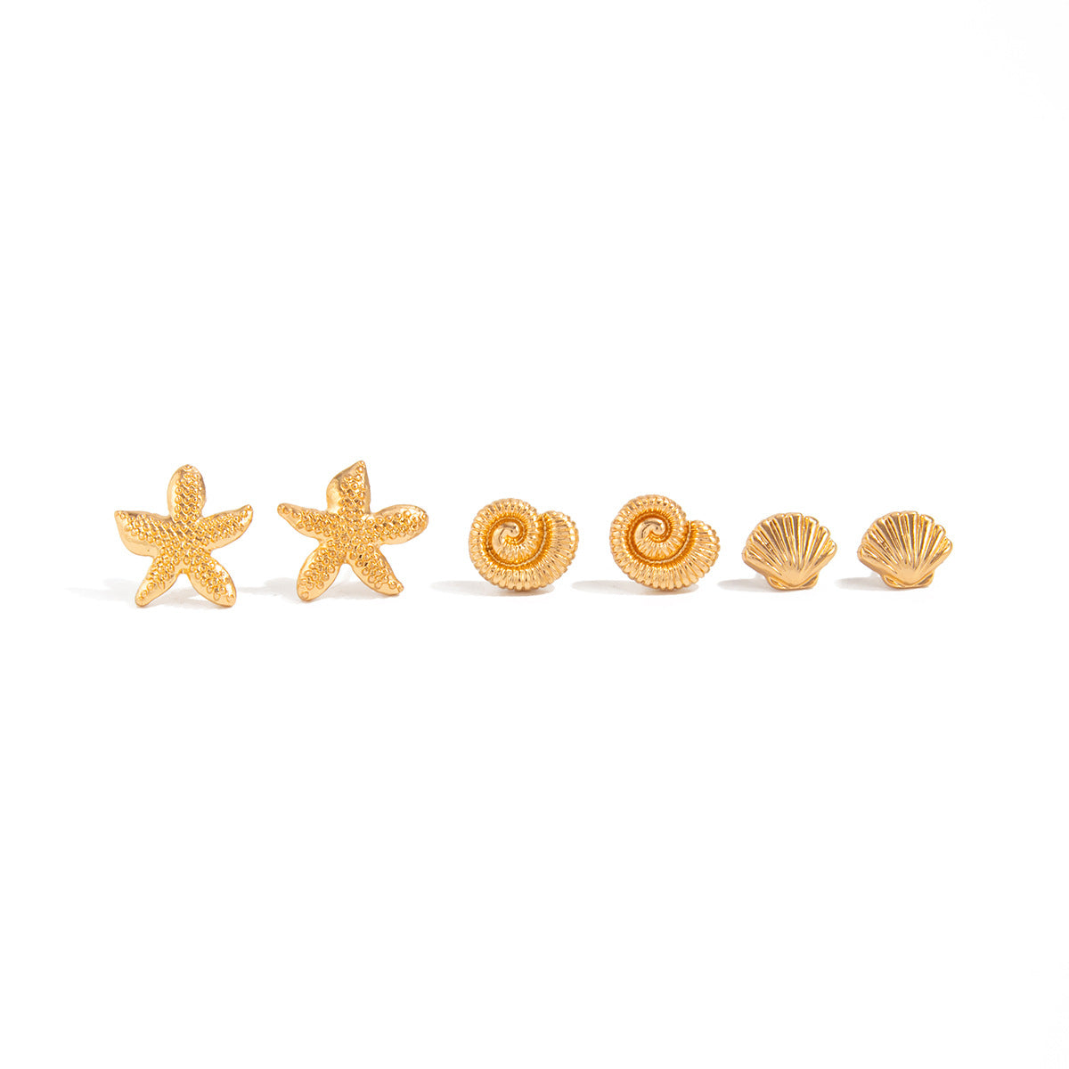 Orecchini a perno da donna a forma di stella minimalista in lega, con design a petali floreali e placcatura in oro