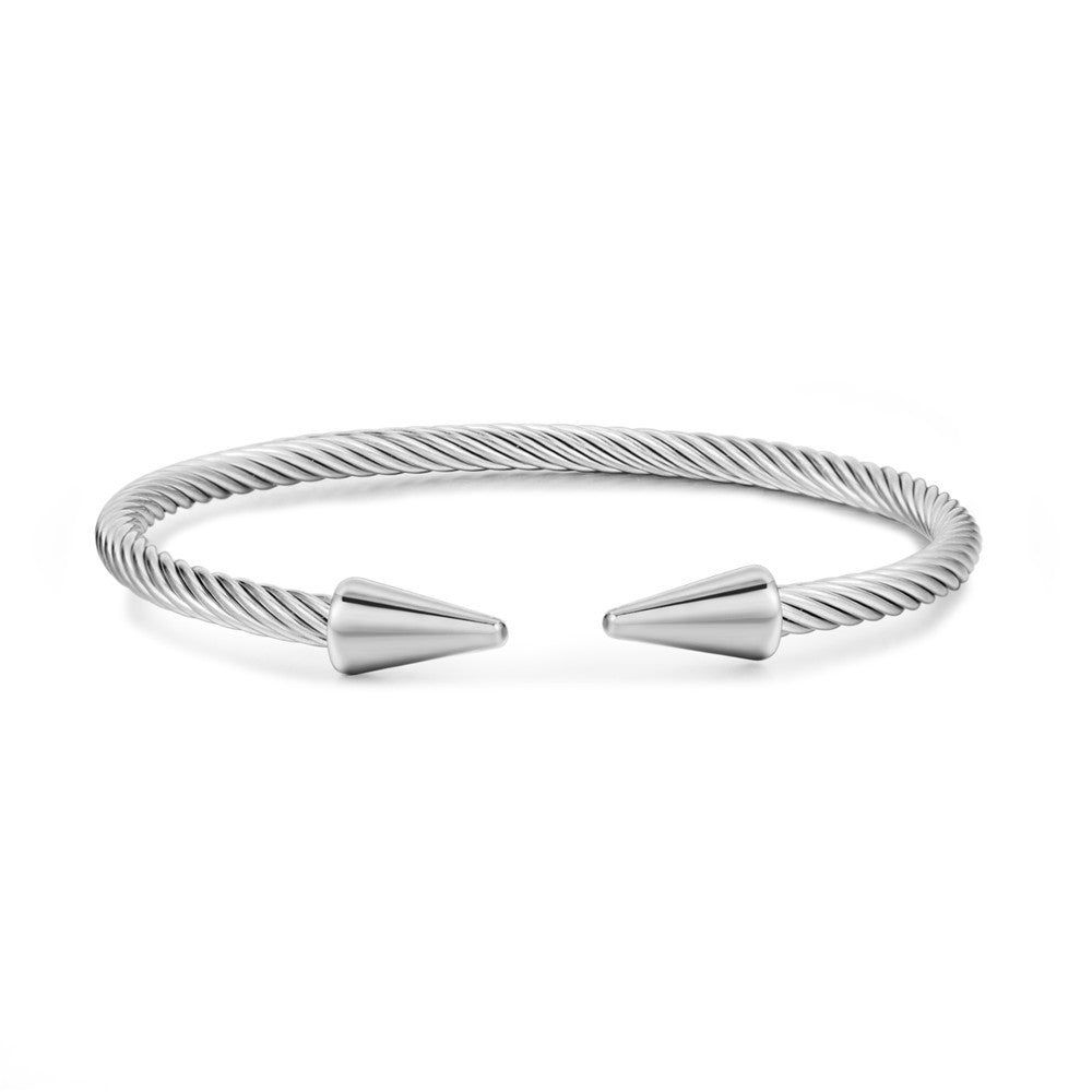 Vintage Streetwear Geometric Round Plated Stainless Steel Twisted Bracelet for Unisex