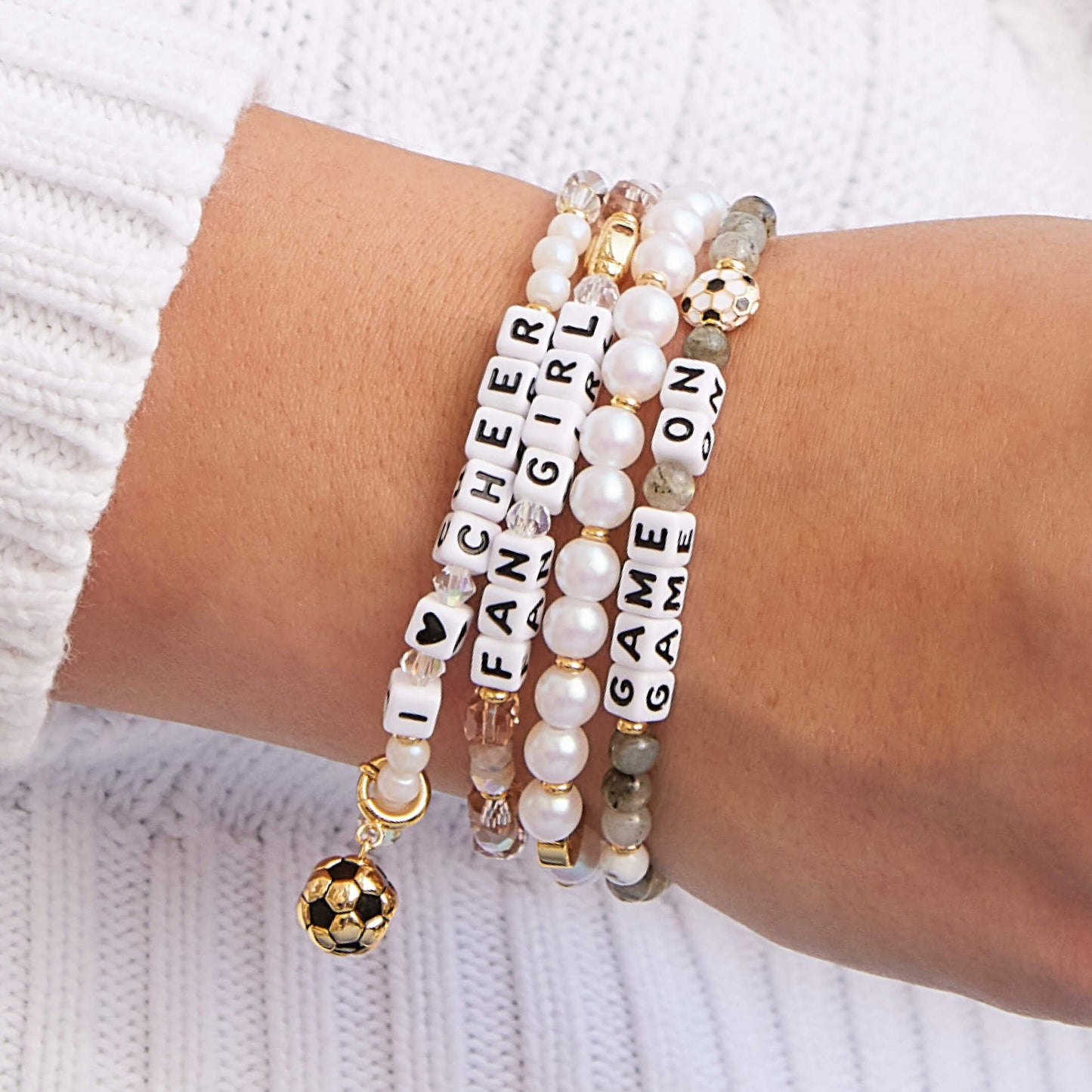 Sporty Vintage Geometric Stainless Steel PVD Ball Chain Charm Bar