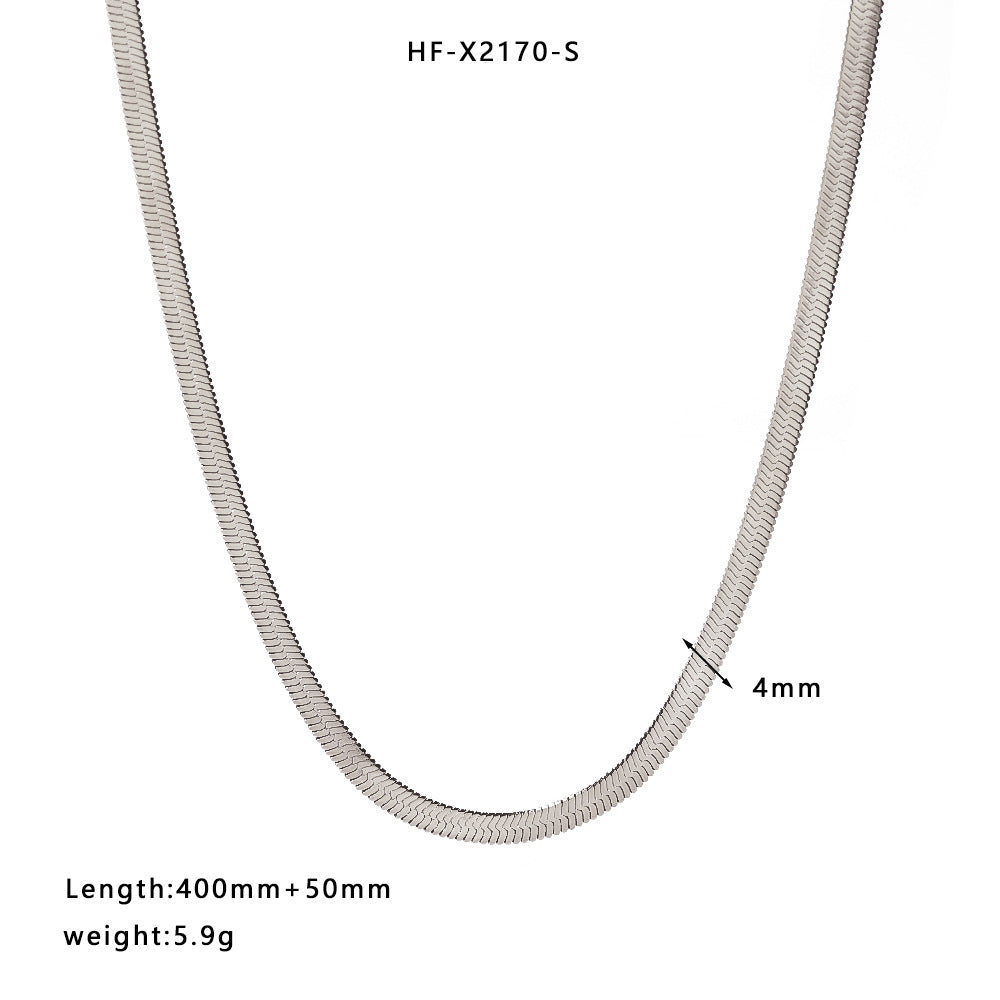 Minimalist Geometric Titanium Steel Plated Snake Chain Necklace for Women