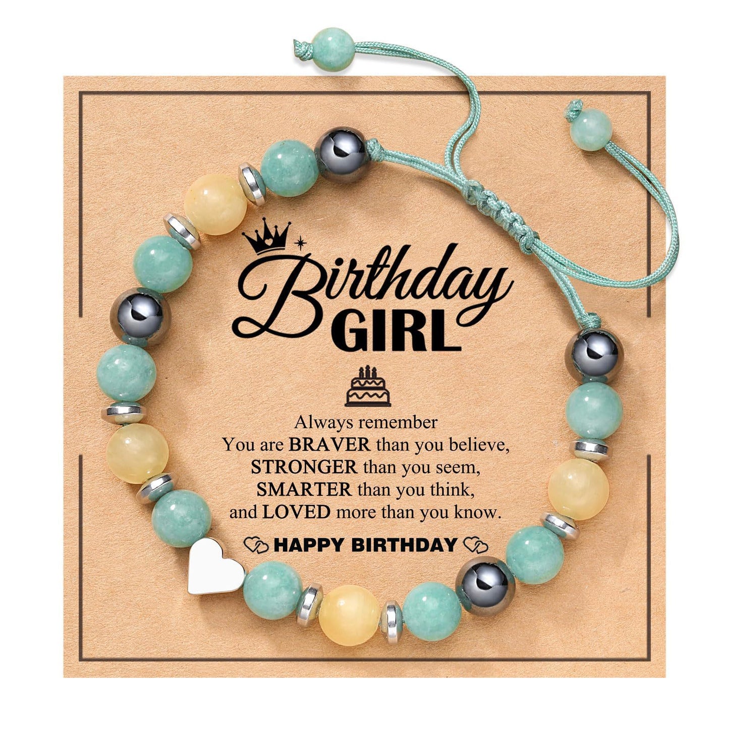 Sweet Zebra Print Heart Geometric Turquoise Beaded Bracelet