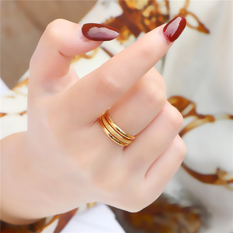 Minimalist Geometric Titanium Steel Ring for Women with Gold Plating Fashionable Index Finger Band