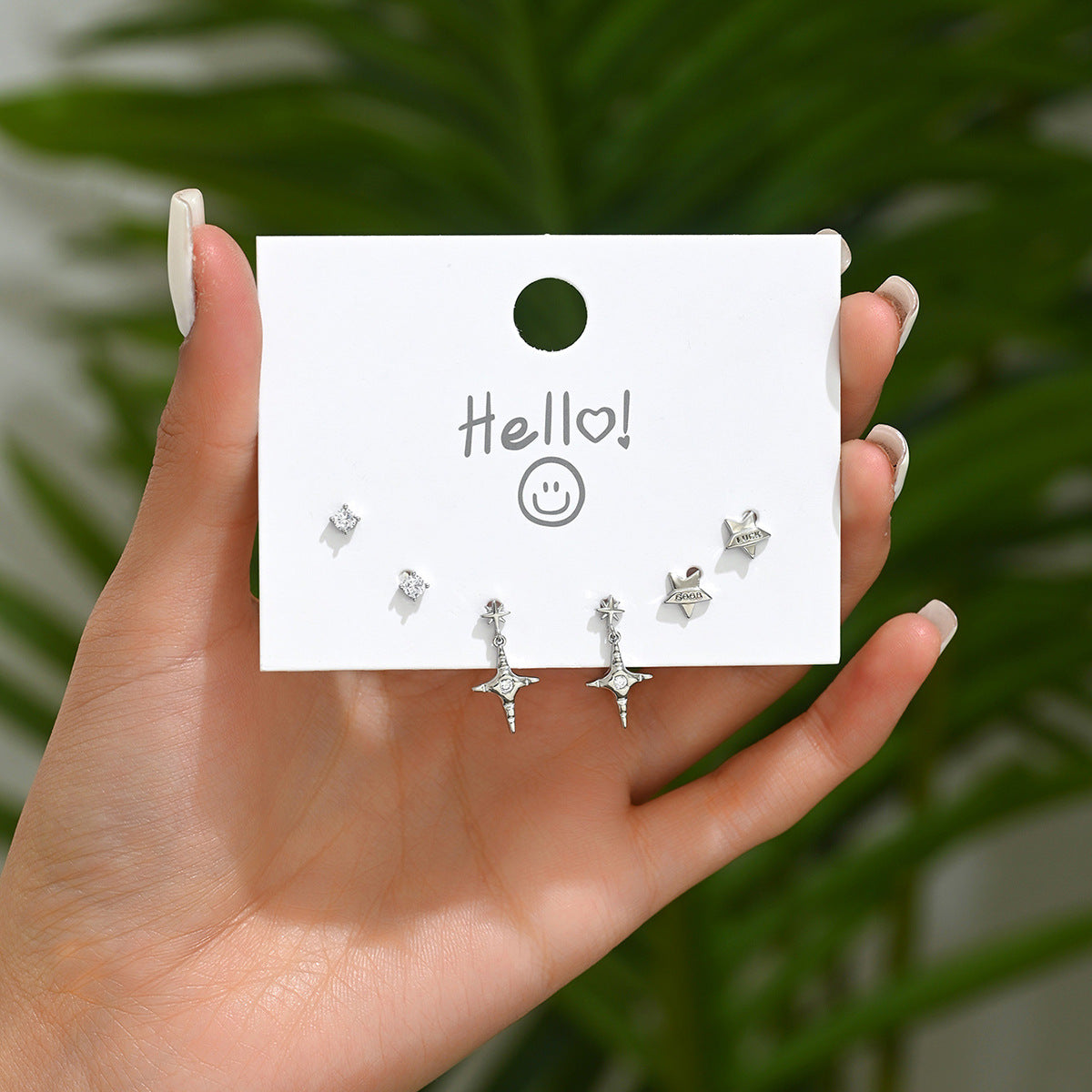 Pendientes de Cobre con Forma de Estrella Minimalista y Incrustaciones de Circonita para Mujer, Diseño Geométrico, Estilo Fresco y Dulce