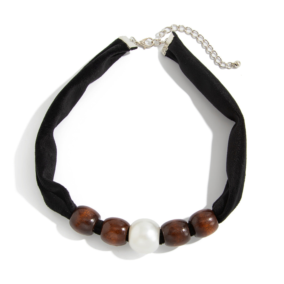 Luxury Elegant Round Wood Bead Imitation Pearl Necklace for Women