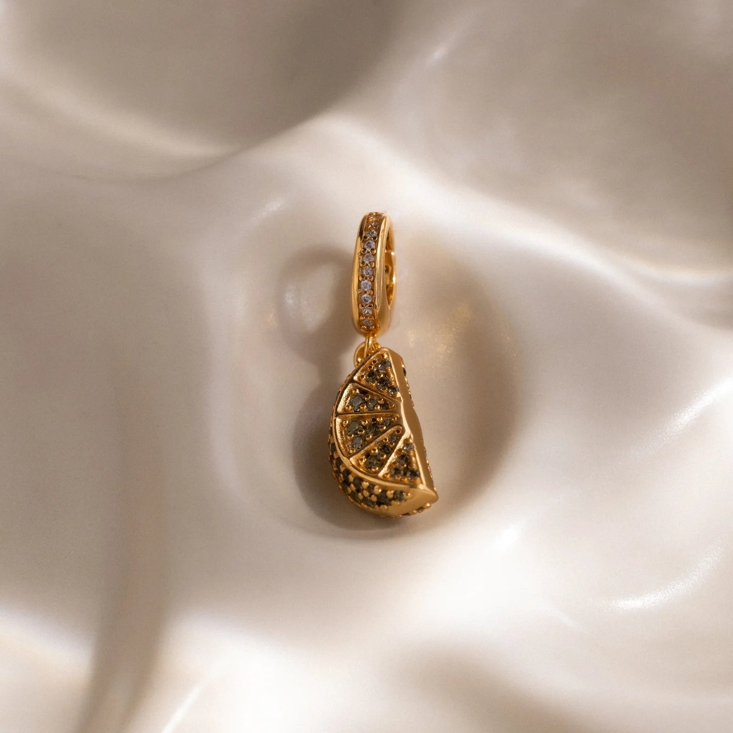 Vintage 18K Gold Plated Brass Fruit Charm Bar with Drip Oil Painting