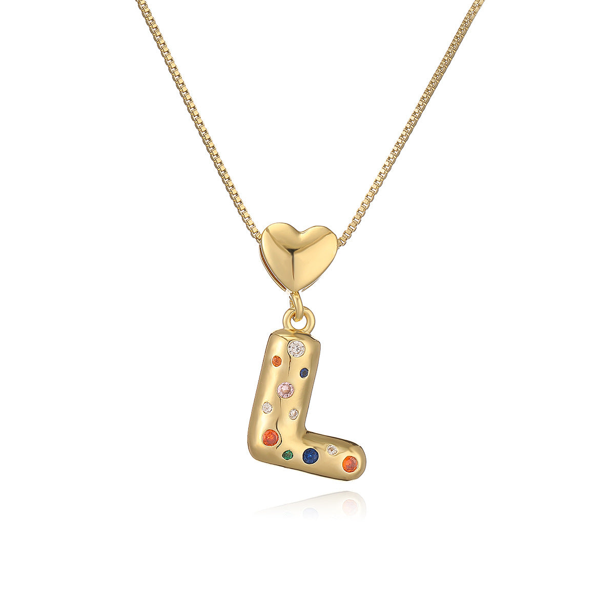 Collana Pendente Minimalista a Lettera in Rame Placcato Oro 18K con Intarsio di Zirconi per Donna