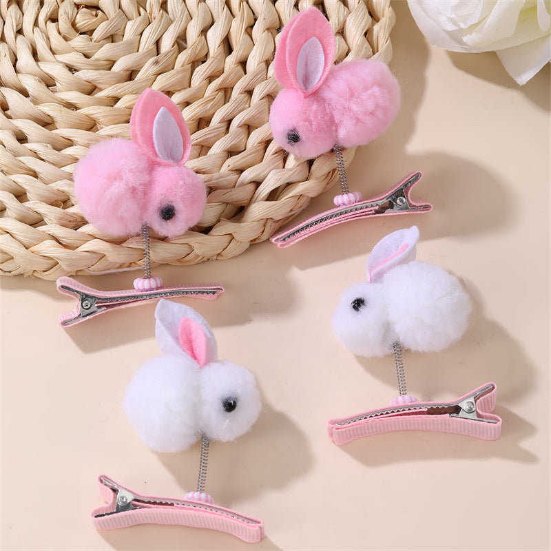 Fermaglio per Capelli a Coniglio Cartone Animato per Bambini - Accessorio per Capelli a Forma di Animale in Tessuto Felpato Stile Principessa con Rivestimento in Resina