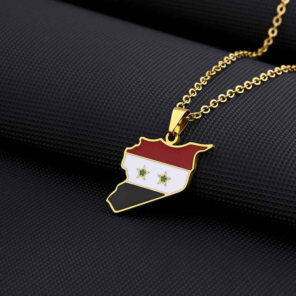 Collar con colgante geométrico minimalista de acero de titanio con acabado chapado y cadena tipo O, unisex, para uso diario