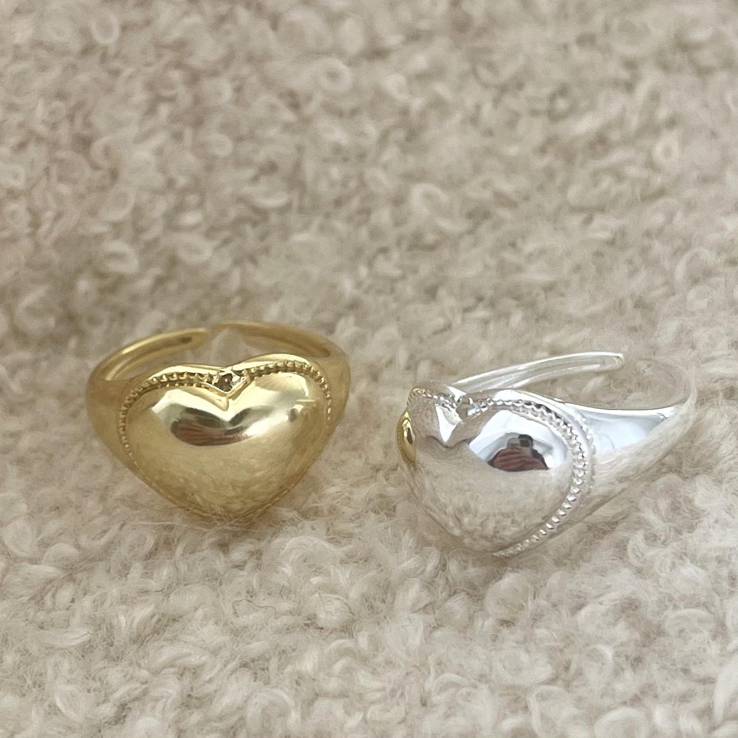 Vintage Minimalist 925 Sterling Silver Heart Open Ring for Women